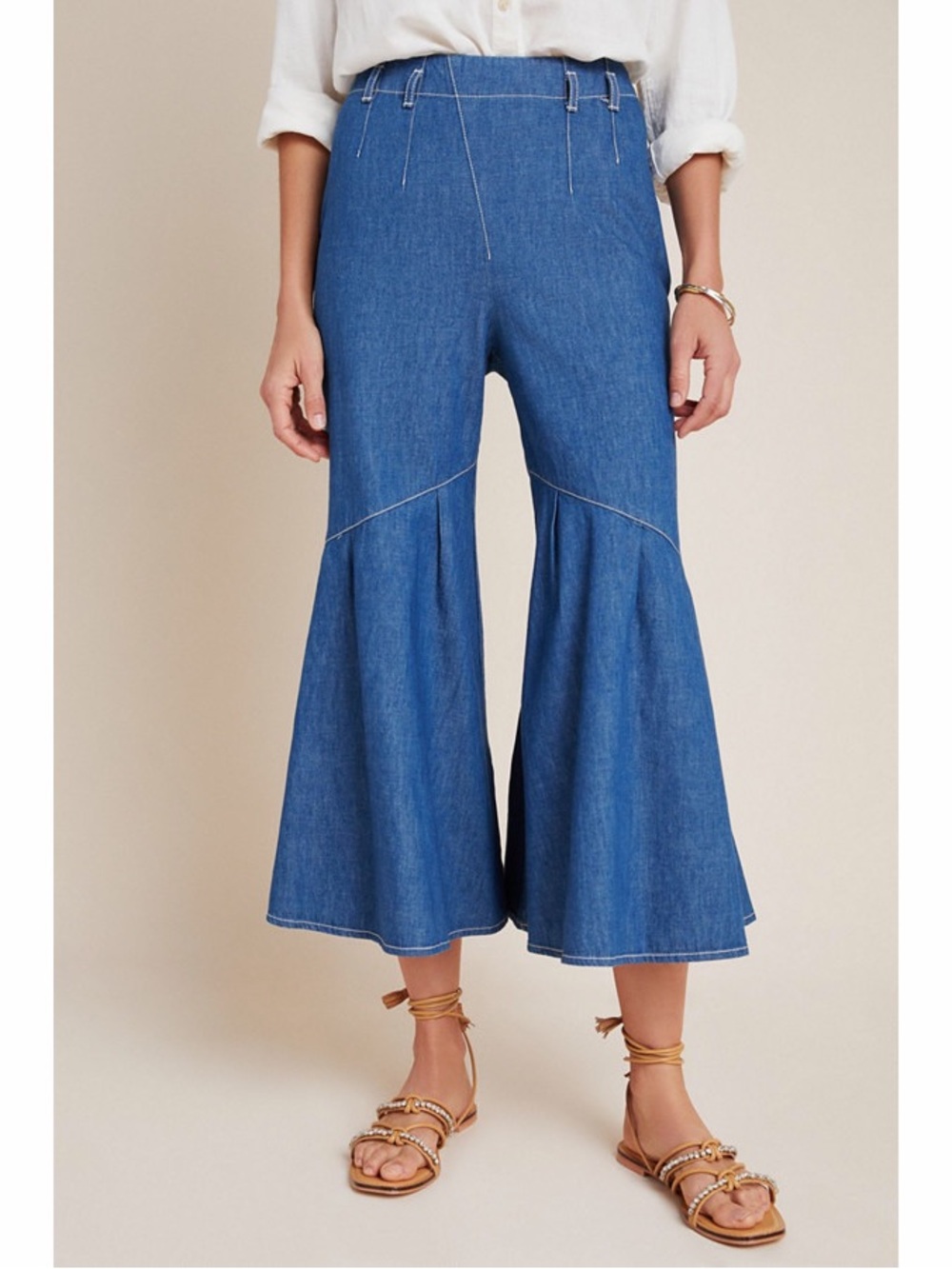 Pilcro Anthropologie Ruffled Hem Wide-Leg Jeans Size US 2